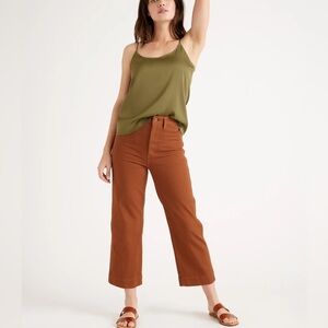 Quince Organic Stretch Cotton Twill Wide-Leg Crop Pants